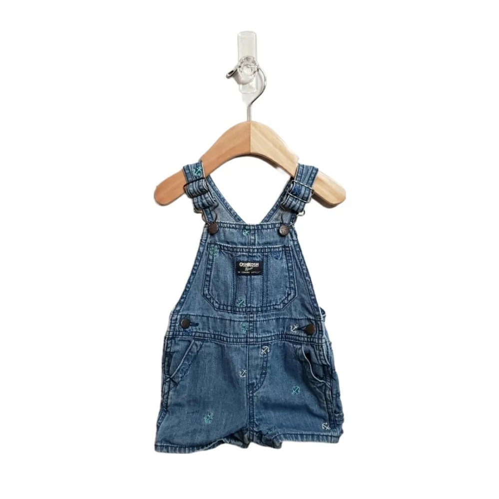 Osh Kosh 12 Months Baby Anchor Denim Jean Shortalls